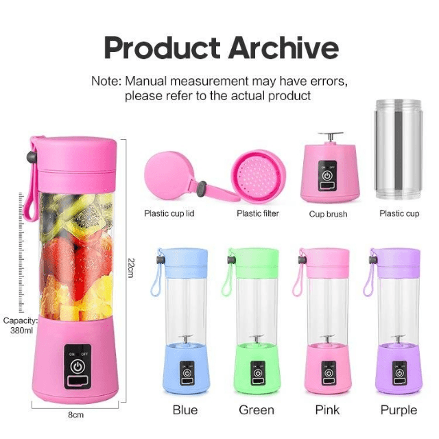 Mini USB Rechargeable Juicer, 380ml Mini Personal Blender