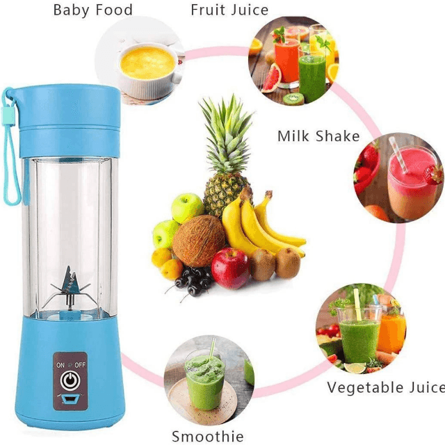 Mini USB Rechargeable Juicer, 380ml Mini Personal Blender